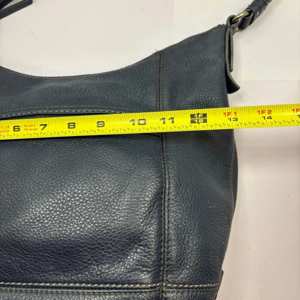 Vtg Sequioa‎ The Sak Navy Blue Pebbled Genuine Leather Hobo Shoulder Bag